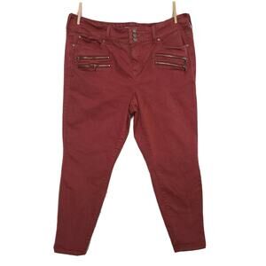Torrid Jeggings Pants Sz 22 R Red Brick Zipper Multi Pocket Detail Moto Soft